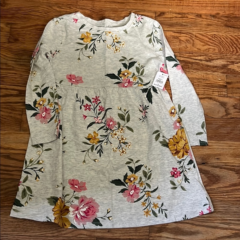 Old Navy Floral Kids Dress - Gray with Pink and Yellow
